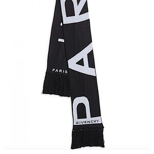 Givenchy Logo Fringe Trim 100% Cotton Black/WhiteFootball Scarf